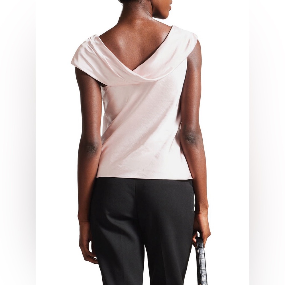 NWT Ted Baker WMB-Deanaah Draped Neck Straight Top in LT- Nude Size 4 - Picture 2 of 7